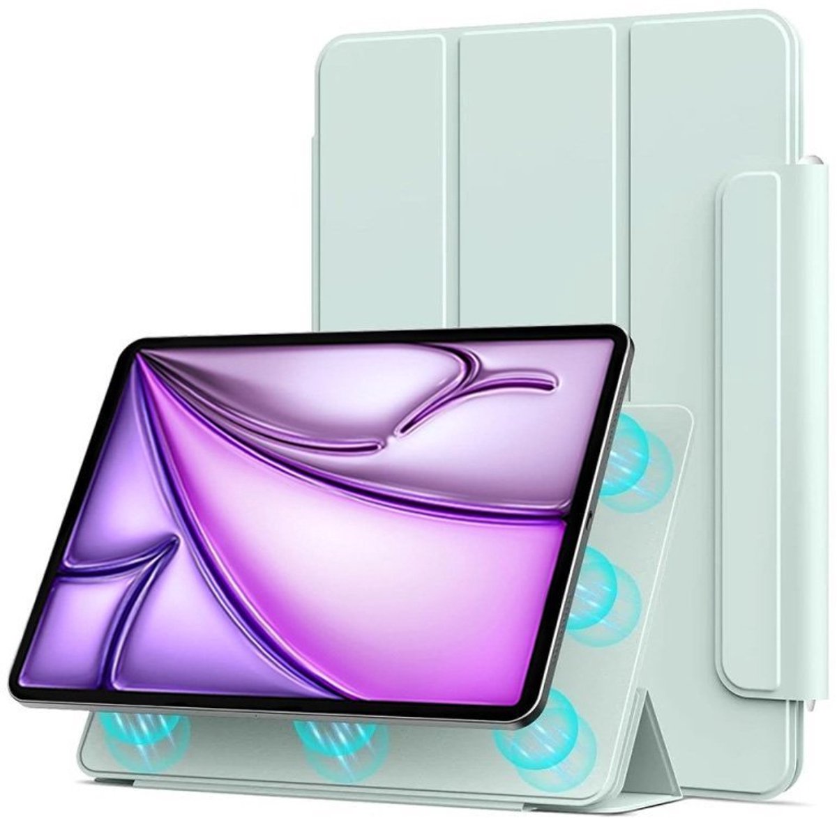 Mobiq - Magnetische Folio Case geschikt voor iPad Air (2026) 11 inch M4 - lichtgroen