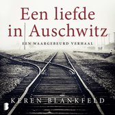 Boekcover 'Een liefde in Auschwitz', met spoorrails in mistig weer.