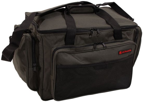 Donkergroene 'Ultimate' tas met meerdere vakken en een mesh-voorvak.
