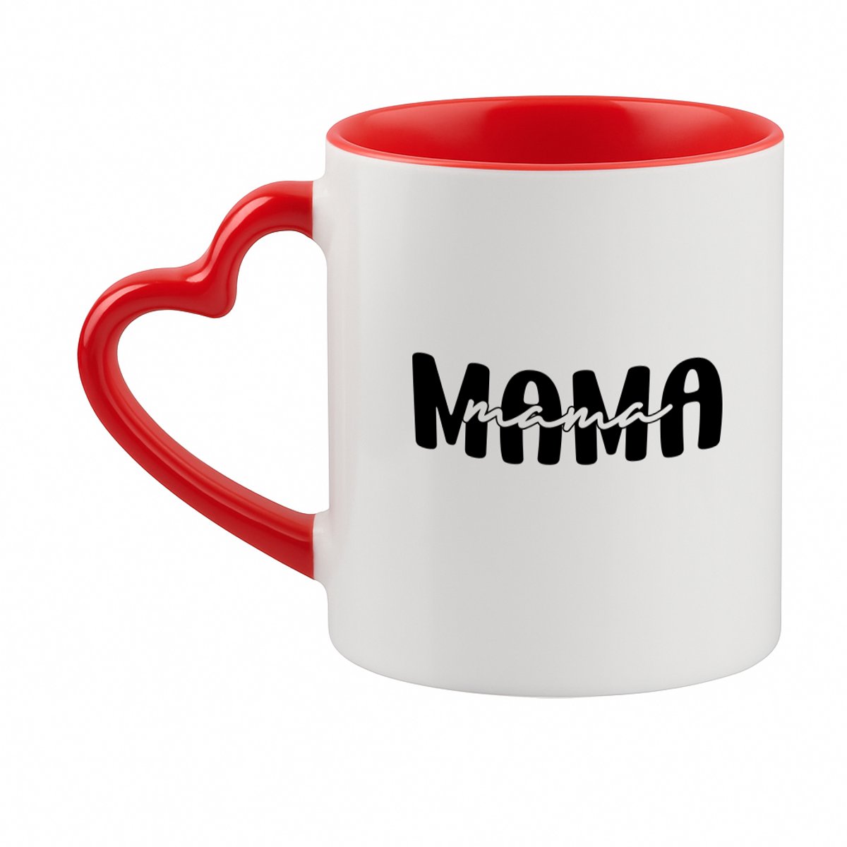 Hacebo® - Mama in moderne zwarte blokletters koffiebeker met hart oor rood - Liefste mama - Mama - thee mok - koffie beker - moederdag cadeautje - Cadeau voor mama - Verjaardag - Geschenk - Cadeau - Gift - koffiemok - 330 ML
