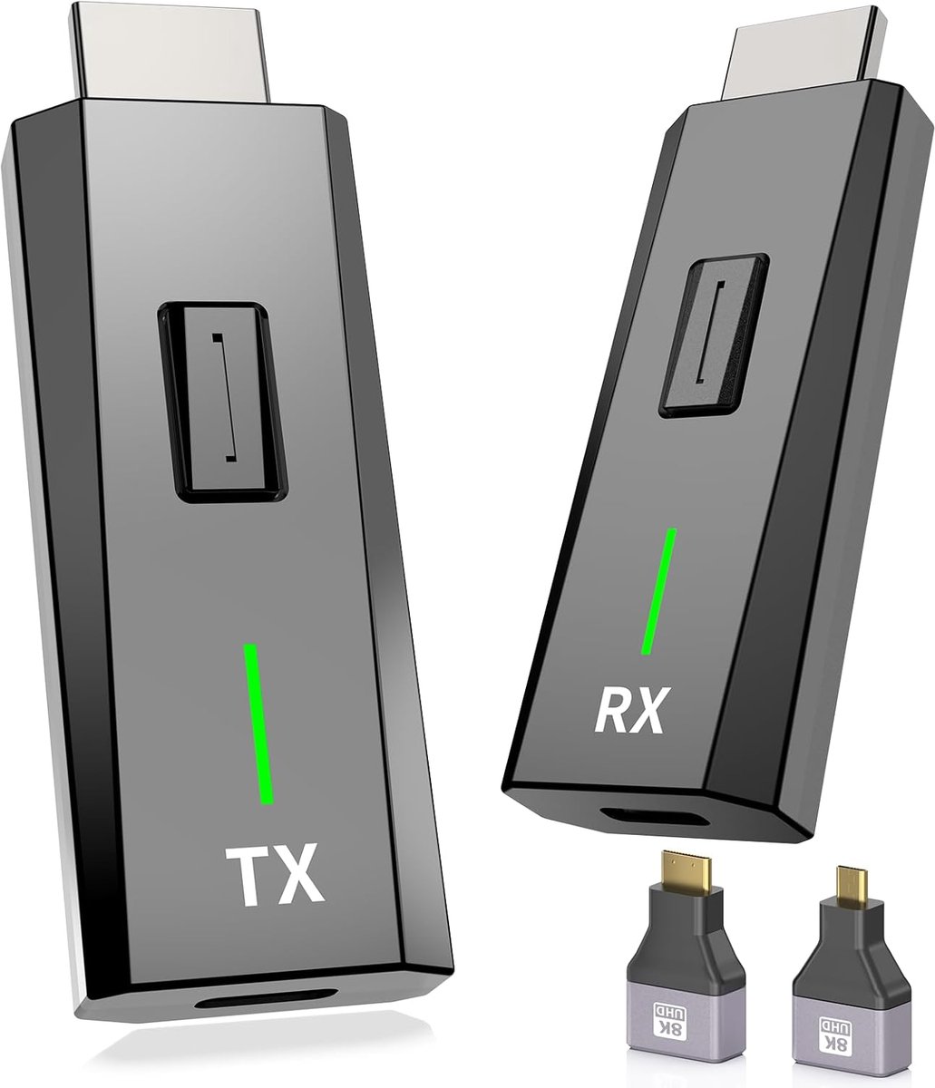 Draadloze HDMI Set - Zender Ontvanger - Scherm Delen - Plug en Play - 13.97 x 3.05 cm