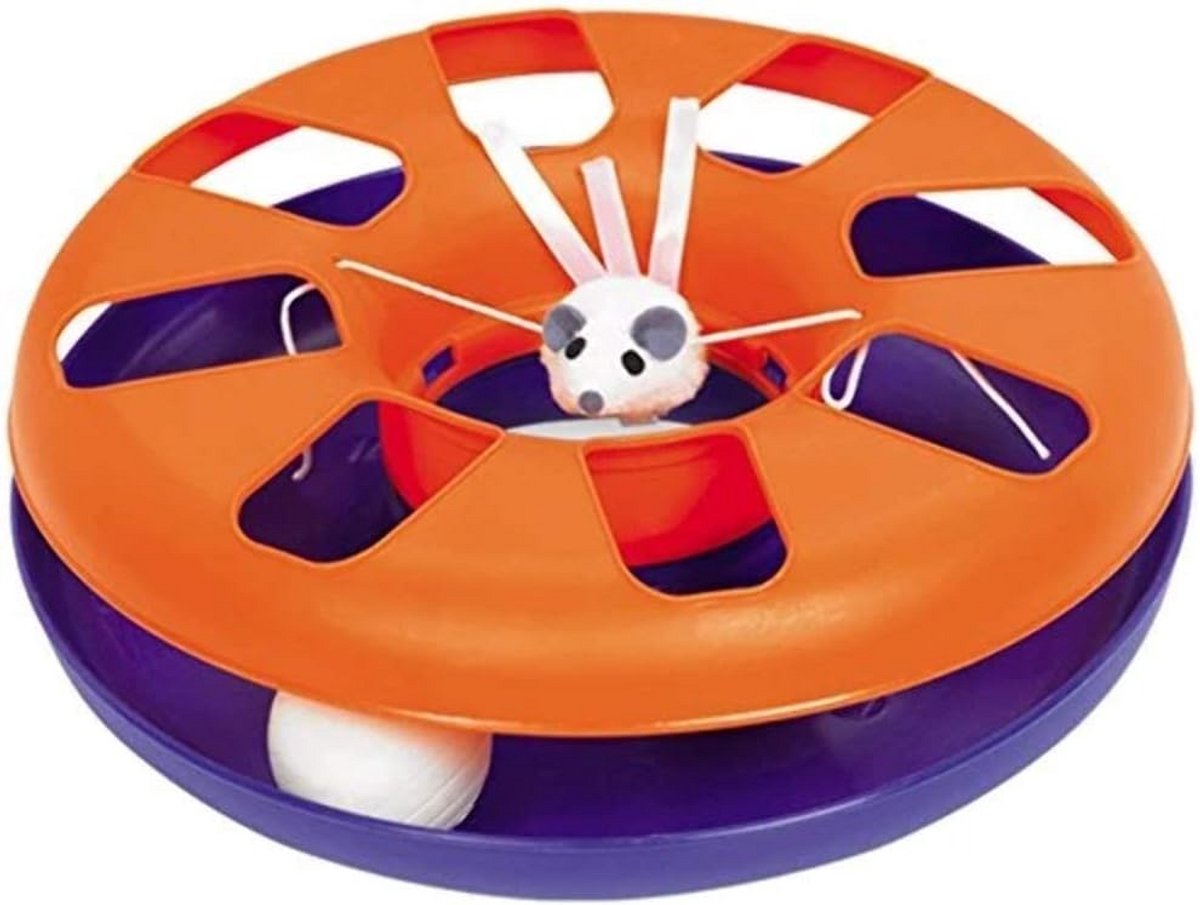 Katten Speelgoed - Draaiende Tol - Stimuleert Spelen - Met Pluche Muis - 24 cm Diameter