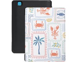 Lunso Compatible avec la housse Kobo Aura Edition 2 (6 pouces) - Housse Sleep en Cuir Vegan Saffiano - Riviera Postcards