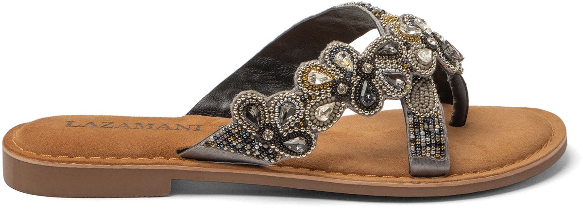 Lazamani - Pena Dames Teenslippers Grey - Maat 40