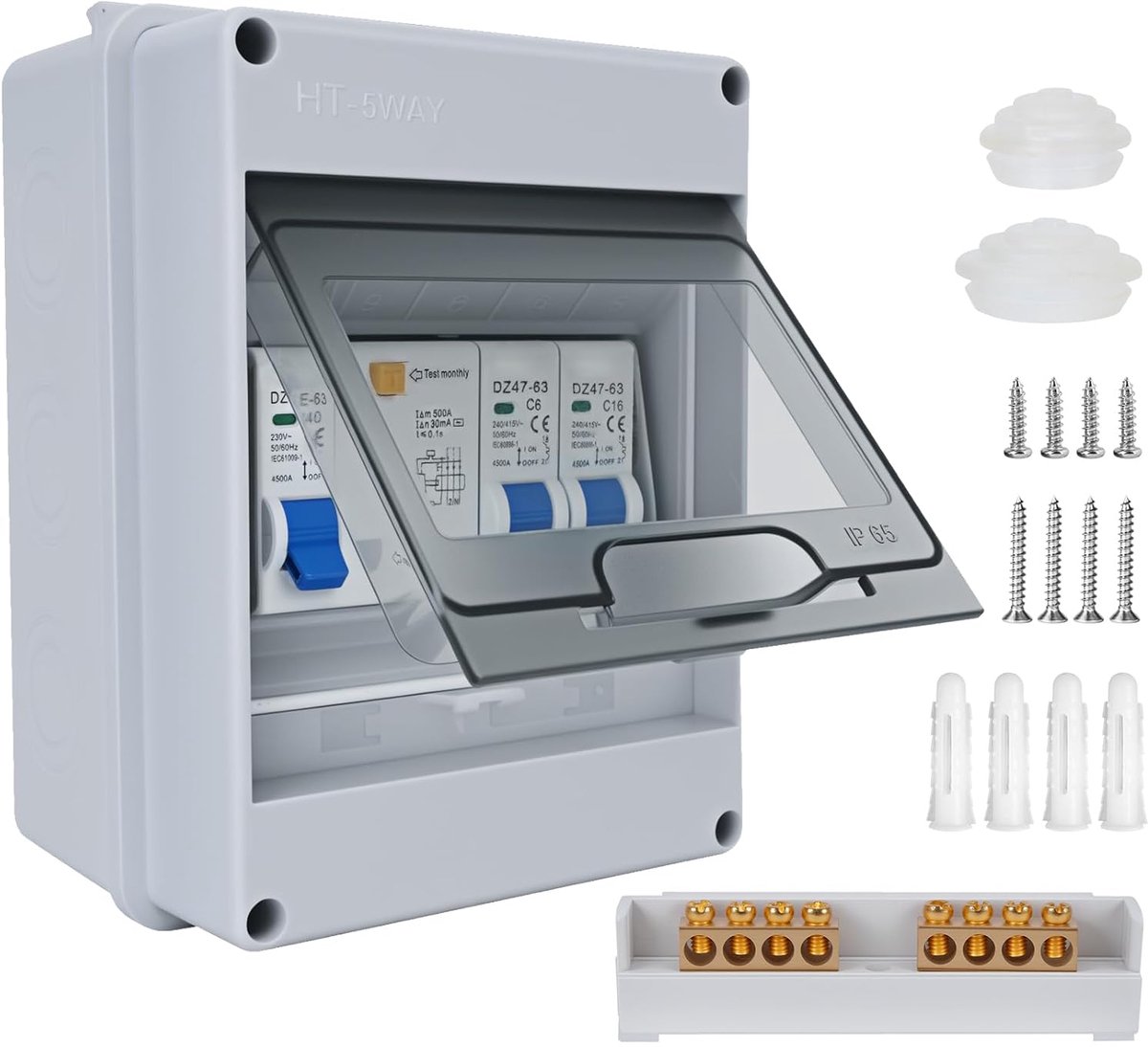 Zekeringkast Opbouw - Stroomverdelerkast - Veilige Stroomvoorziening - IP65 Waterdicht - Compact Formaat - Wit