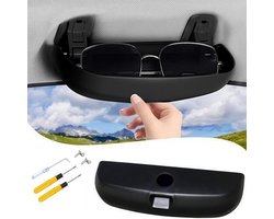 Zonnebrilhouder Auto - Brilhouder Interieur - Veilig Opbergen - Eenvoudige Installatie - 22.6 x 8.1 x 4.9 cm - Zwart