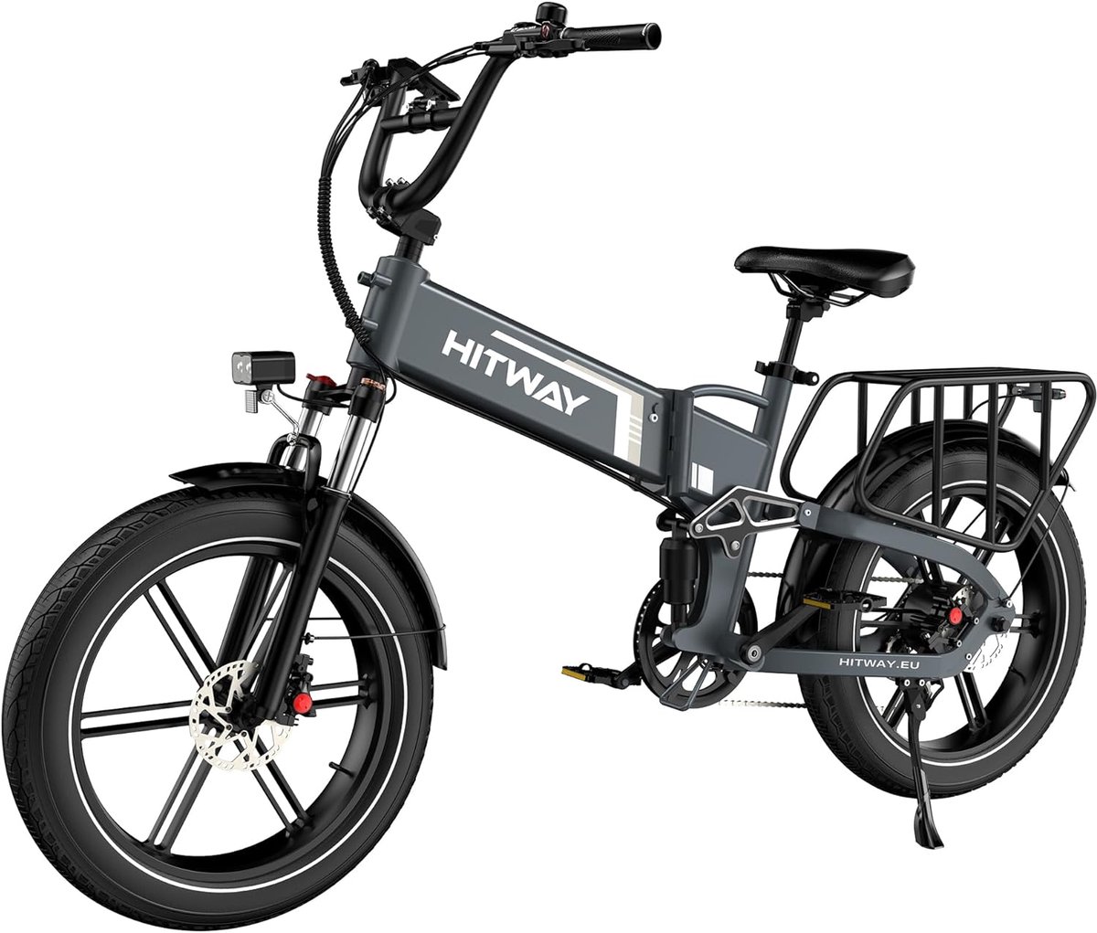 Elektrische Fiets Hitway BK10SP1 - 20*4.0 Inch Fat Tire City Commuter EBike met Afneembare 48V 15Ah Lithium Batterij - Opvouwbaar Mountain E-Bike met 250W Motor