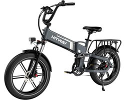 Elektrische Fiets Hitway BK10SP1 - 20*4.0 Inch Fat Tire City Commuter EBike met Afneembare 48V 15Ah Lithium Batterij - Opvouwbaar Mountain E-Bike met 250W Motor