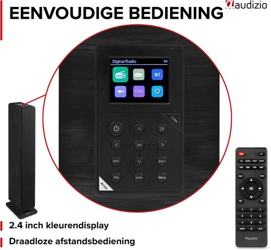 Actieve speaker - Audizio Arco - HiFi speaker met FM en DAB radio - 4 inch woofers - 160W - Zwart van Merkloos — afbeelding 5