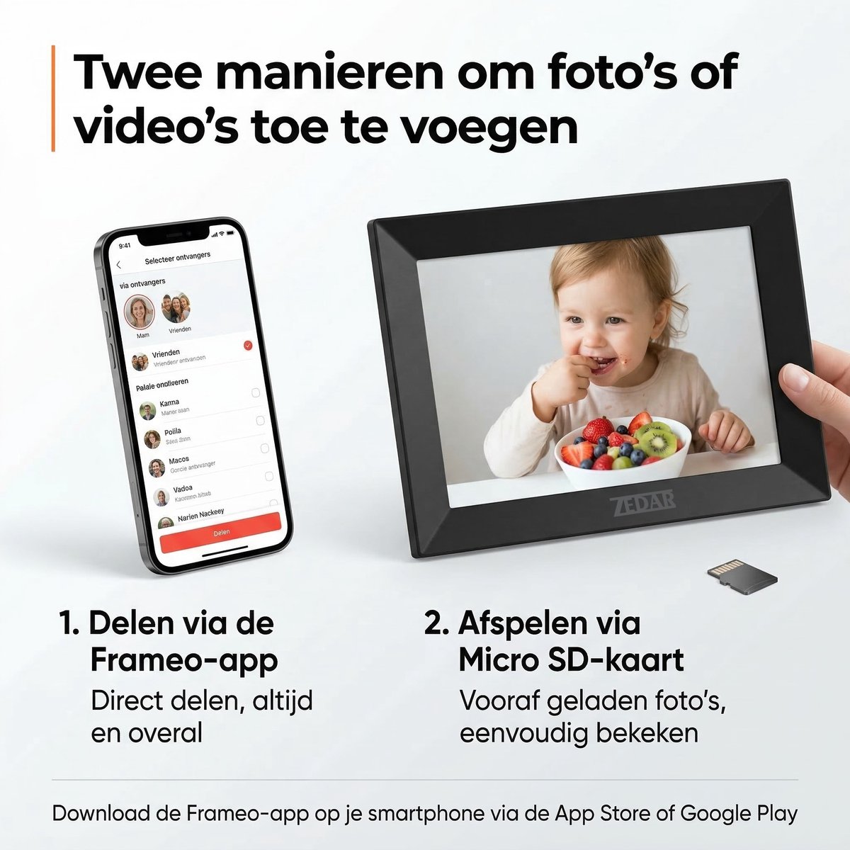 Zedar Digitale fotolijst met WiFi en Frameo App - Fotokader - 15.6 inch thumbnail 6