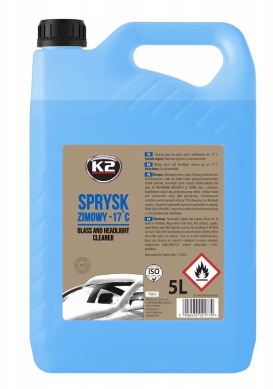 k2 nano ruitenwisser vloeistof 5 liter - koplamp reiniger -17°C - ruitenreiniger - ruitenvloeistof