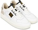Een paar witte PME Legend sneakers met beige suède en leren details, witte veters.