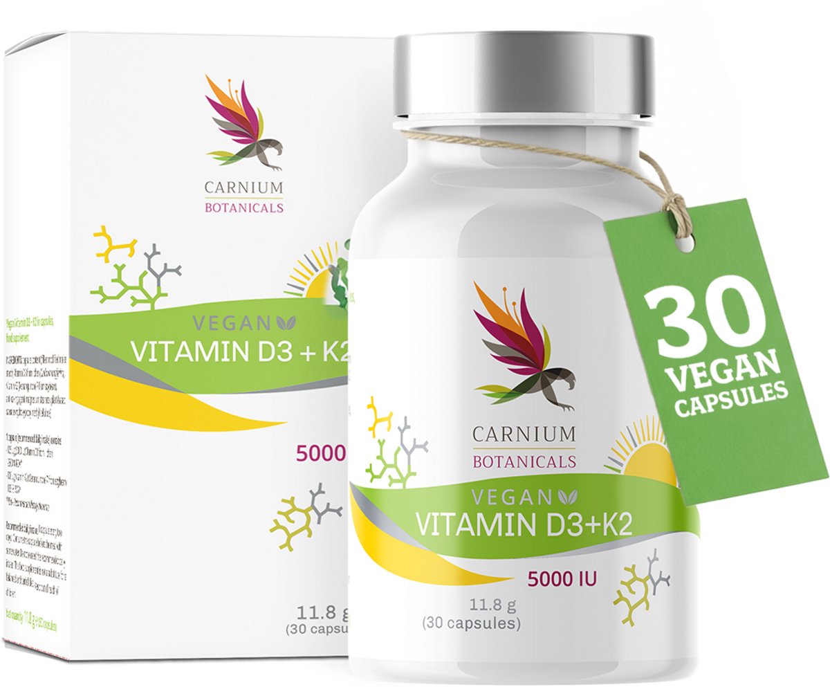 Carnium Botanicals Vitamine D3 K2 - Botten, Tanden, Immuniteit & Hart - 30 Capsules