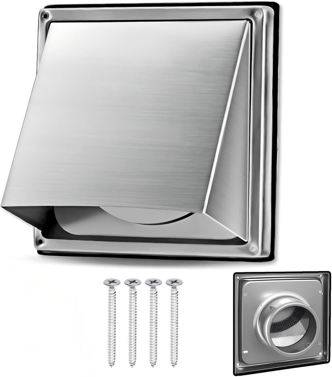 Ventilatierooster - Afzuigkap - Ronde Kanalen - Insectennet - Φ150 mm - Zilver