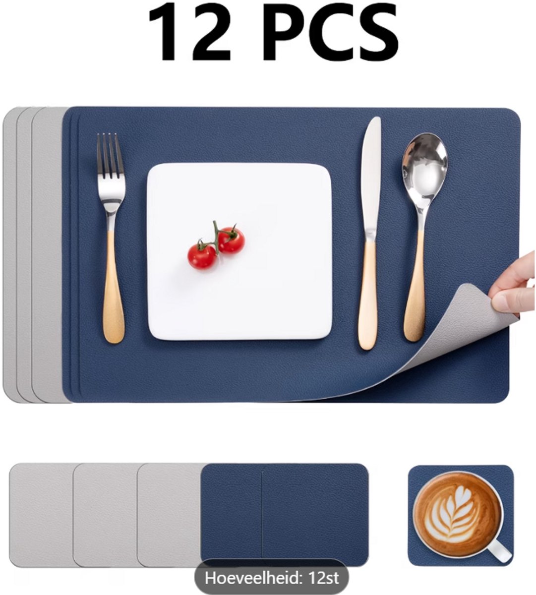 lacematset van kunstleer - PVC-gecoate, omkeerbare en antislip placemats & onderzetters,
