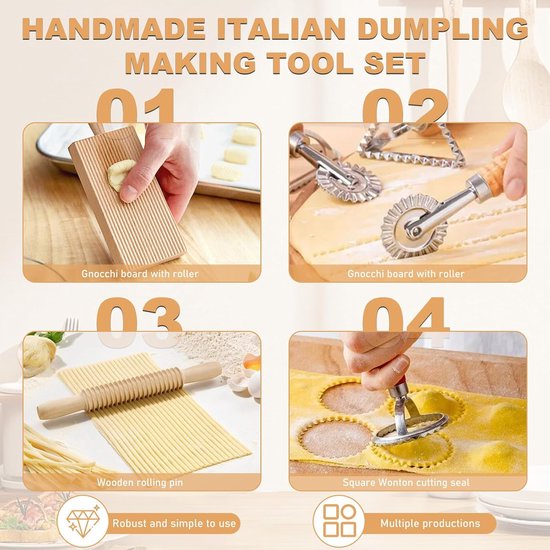 Pastamachine Gereedschapset - Pastamaker Benodigdheden - Zelf Pasta Maken - 9 Delige Complete Set - 850 Gram van Merkloos — afbeelding 2