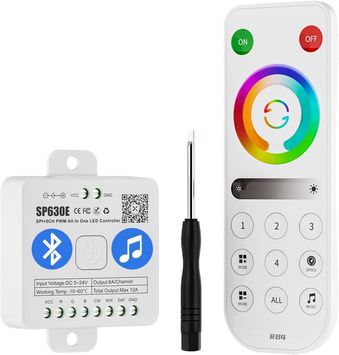 LED Strip Controller - Verlichting Bediening - Slimme Verlichting - 4 Zones RF Bluetooth - 18x15.6x2.3cm