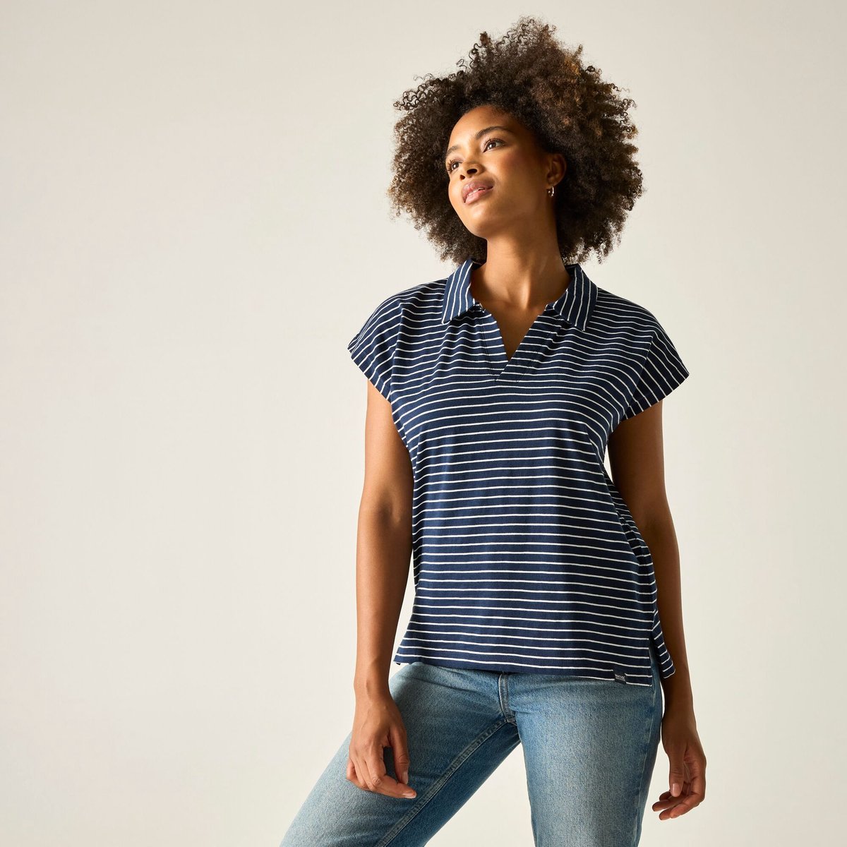 Dames Lorana T-shirt met kraag en korte mouwen Blauw