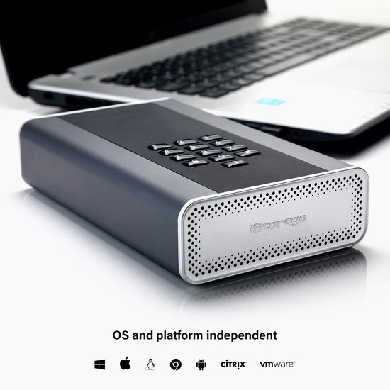 Beveiligde Harde Schijf - Versleutelde Externe Schijf - Data Bescherming - PIN Beveiligd - 185 cm - Zwart Grijs — afbeelding 3