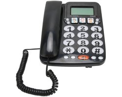 Allecto - Telefoon met grote knoppen - Senioren telefoon - Duidelijk geluid - Zwarte telefoon - Opslag voor 3 nummers - Geschikt voor ouderen - Vas...