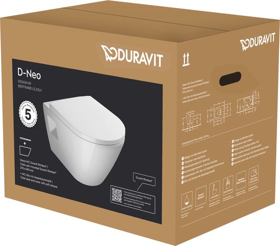 Duravit D-Neo wandclosetpack 37x54x40cm wit glans