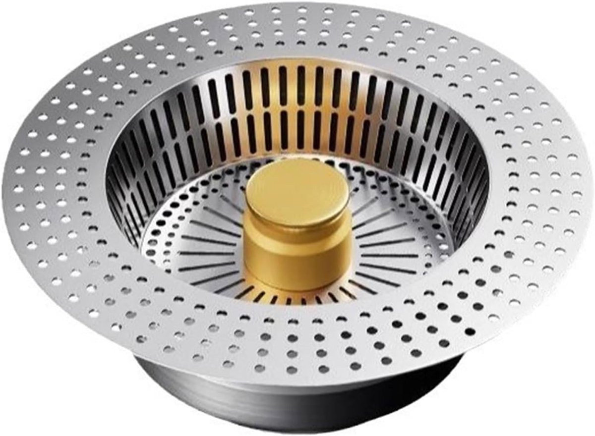 RVS Gootsteen Zeef - Korfplug - Afvoerplug - Universeel - Gootsteen zeef - 76-81mm - 1 Stuk - RVS