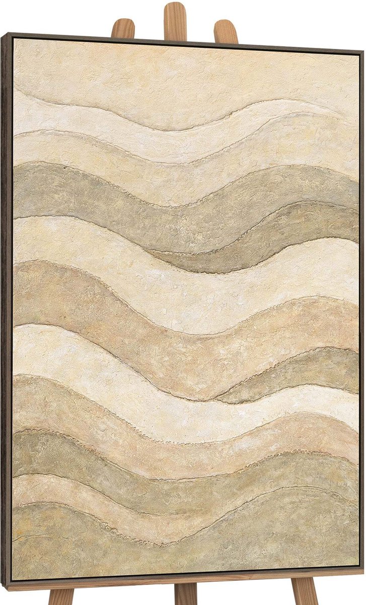 YS Canvas schilderij handgeschilderd shadows and sand abstract – YS-Art Gallery – Luxe wanddecoratie voor woonkamer – Modern schilderij voor slaapkamer en hal Grey