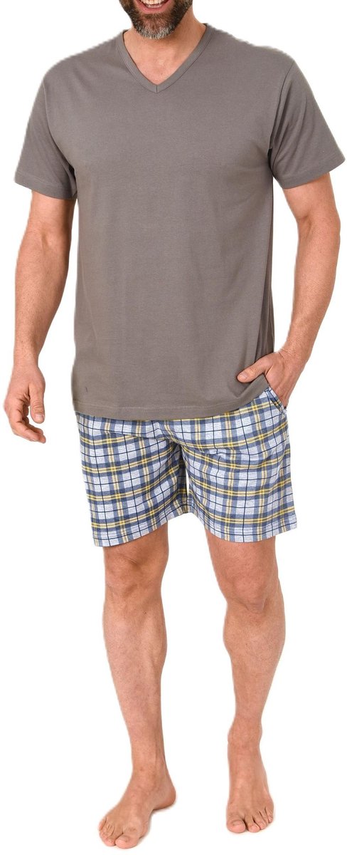 Normann herenpyjamashort met korte mouwen in geruite look - ook in grote maten