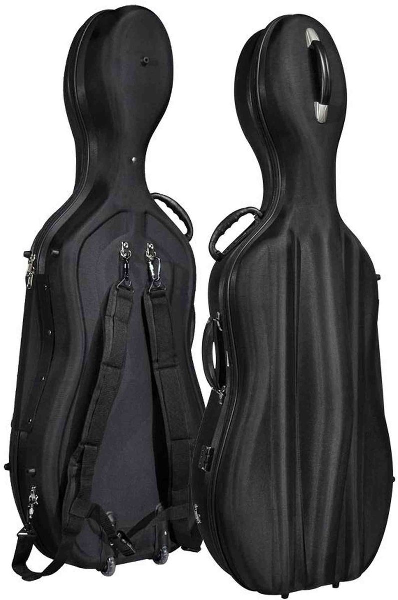 Leonardo CC-244-BK cellokoffer 4/4 gevormd zwart met wielen 5,3 kg