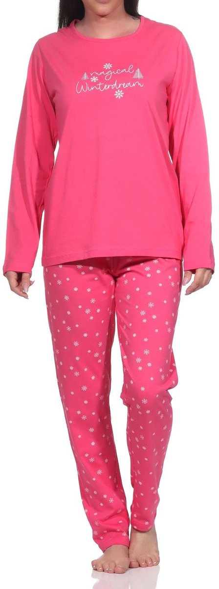 Lange Normann damespyjama in een prachtige ijskristallook roze