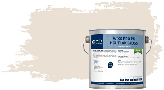 Blik met Wixx PRO PU Houtlak Gloss in crèmewit. De lak is hoogglans.