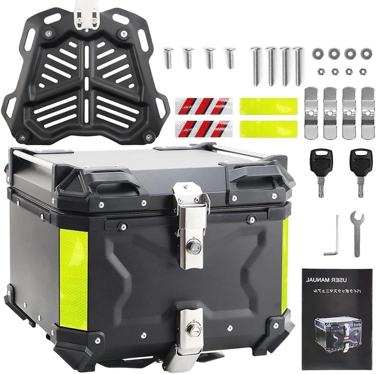 Topkoffer voor motor - aluminium bagage met veiligheidsslot - helmopslag - waterdicht - stevige motor koffer