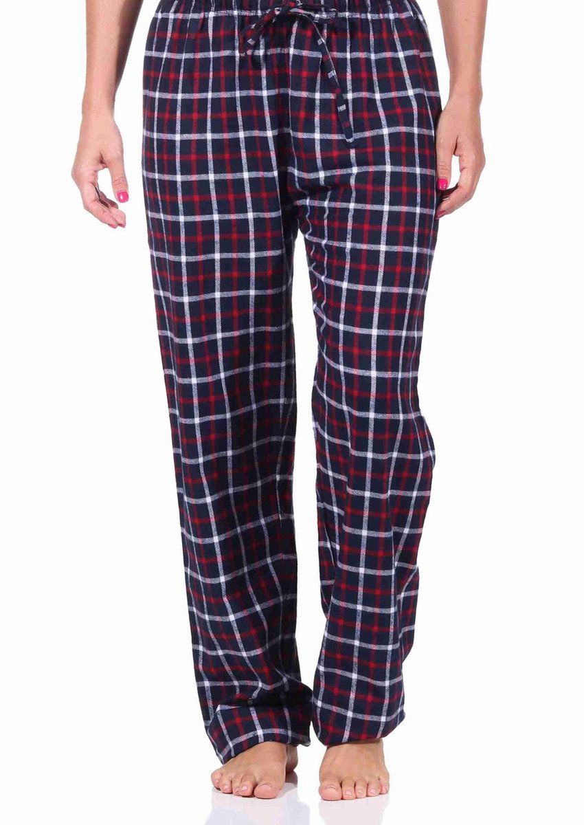 Normann Dames Flanellen Geruite Katoenen Pyjamabroek - 222 222 15 870 navy