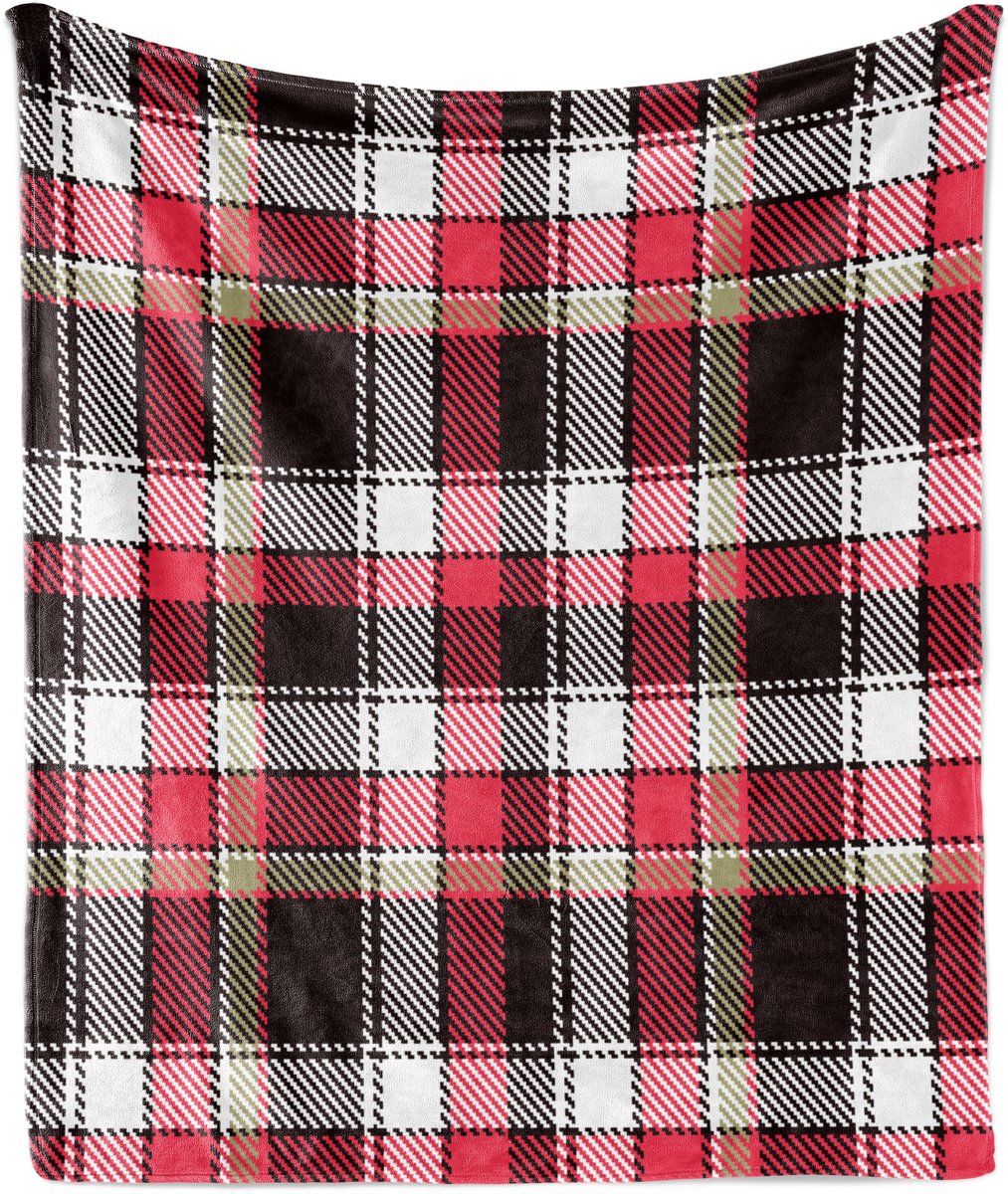 ABAKUHAUS Geruite Zachte Flanellen Fleece Deken, Antiek Gestreept, Gezellige Pluche Plaid, 125 x 175 cm, Donker Koraal Wit Bruin