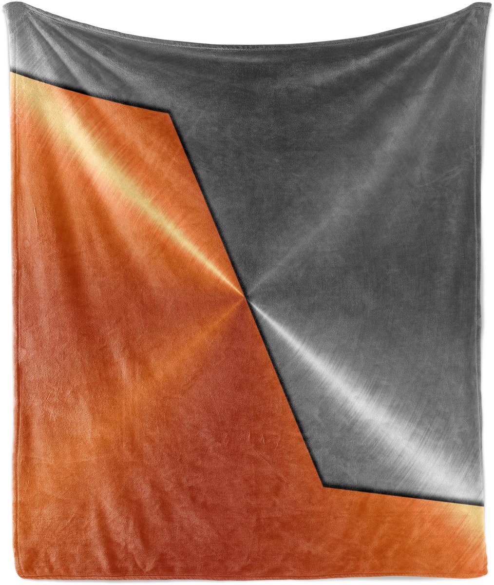 ABAKUHAUS Oranje Grijs Zachte Flanellen Fleece Deken, Modern 3D Machine Design, Gezellige Pluche Plaid, 125 x 175 cm, Oranje Grijs