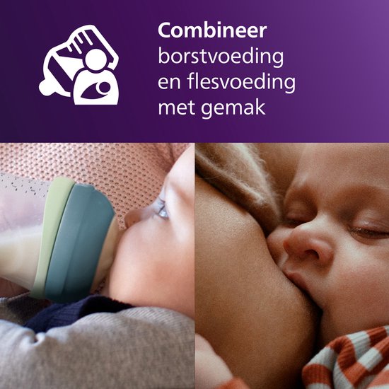 Philips Avent Natural Response Nighttime babyfles 260 ml – Flow 3 – Antikramp – Glow-in-the-dark fles - SCY903/81