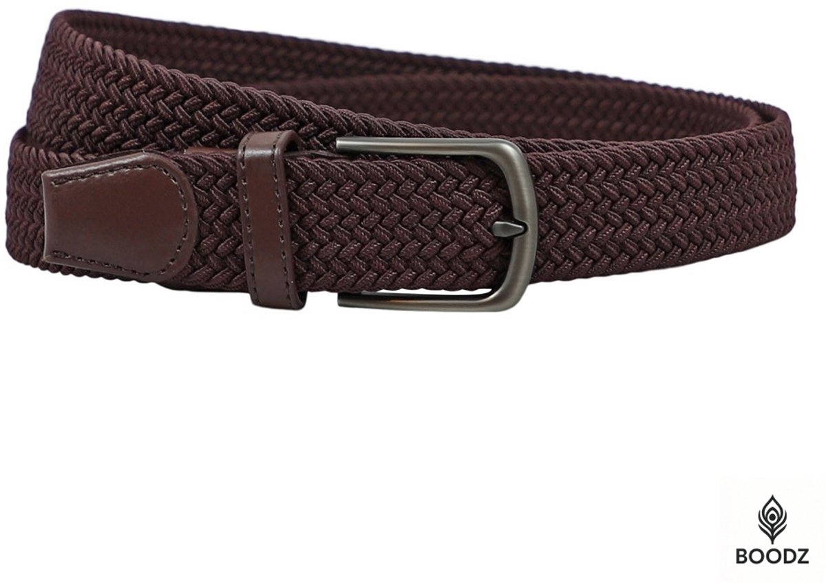 Boodz Gevlochten Elastische Riem Bruin | Maat