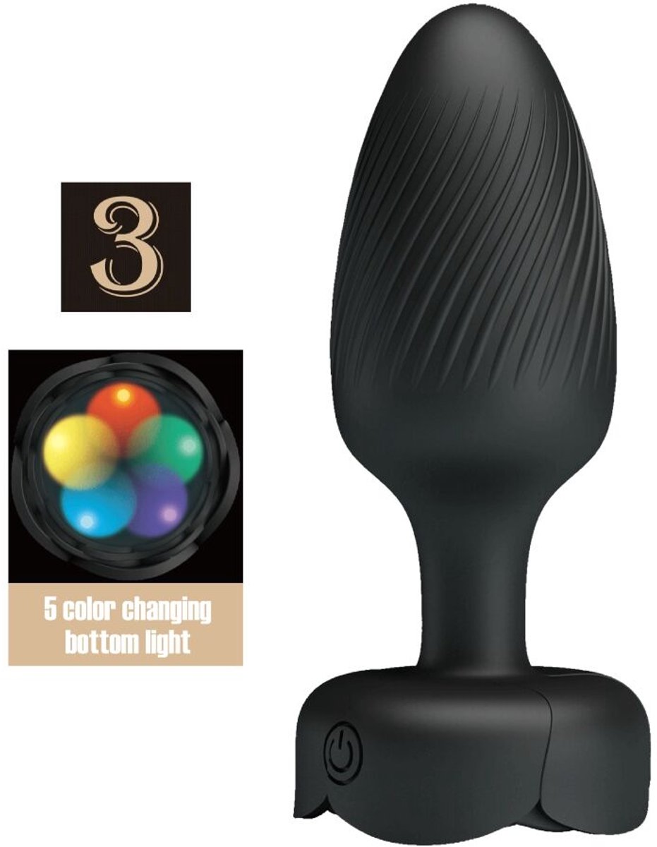 PRETTY LOVE - Osborn Anale Plug With Led Light Black 9.8 Cm