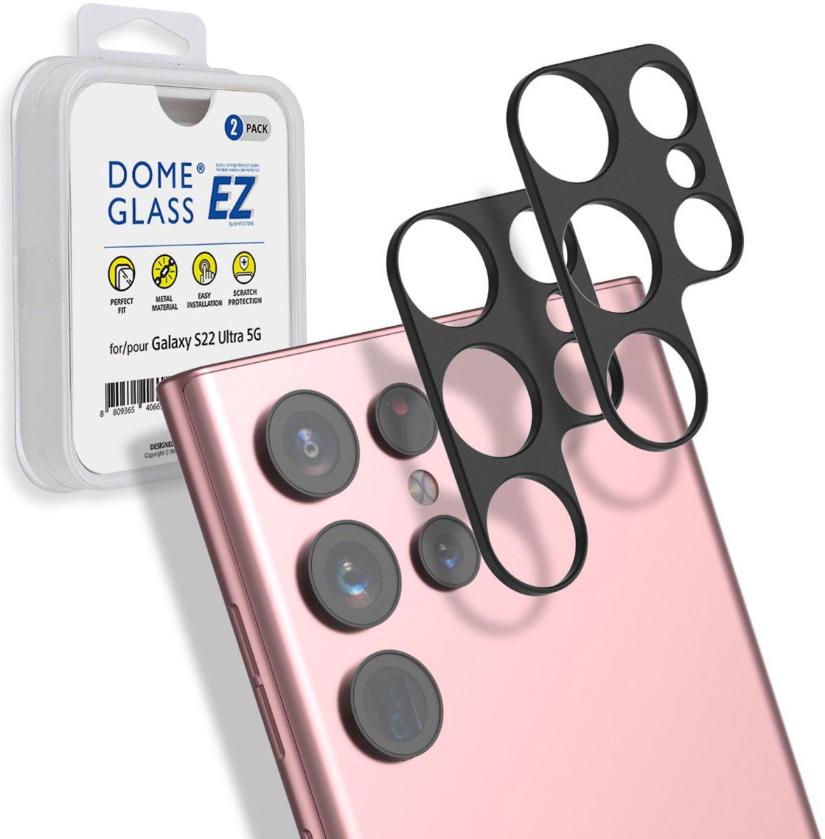 Whitestone Camera EZ Camera Protector Geschikt voor Samsung S22 Ultra (2-Pack)
