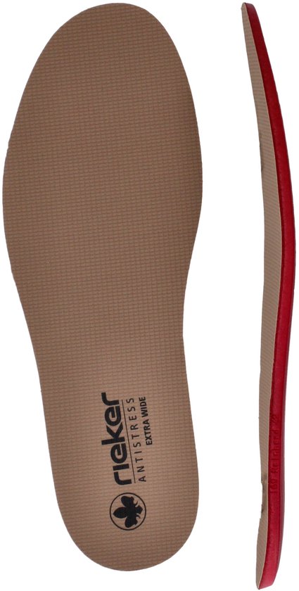 Bruine Rieker inlegzool met "Antistress Extra Wide" print.