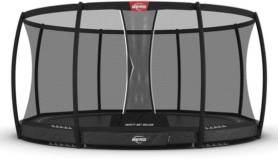 BERG Elite InGround Trampoline - 430cm - Rond - Airflow Pro Springdoek - TwinSpring - Grijs - incl. Veiligheidsnet Deluxe XL