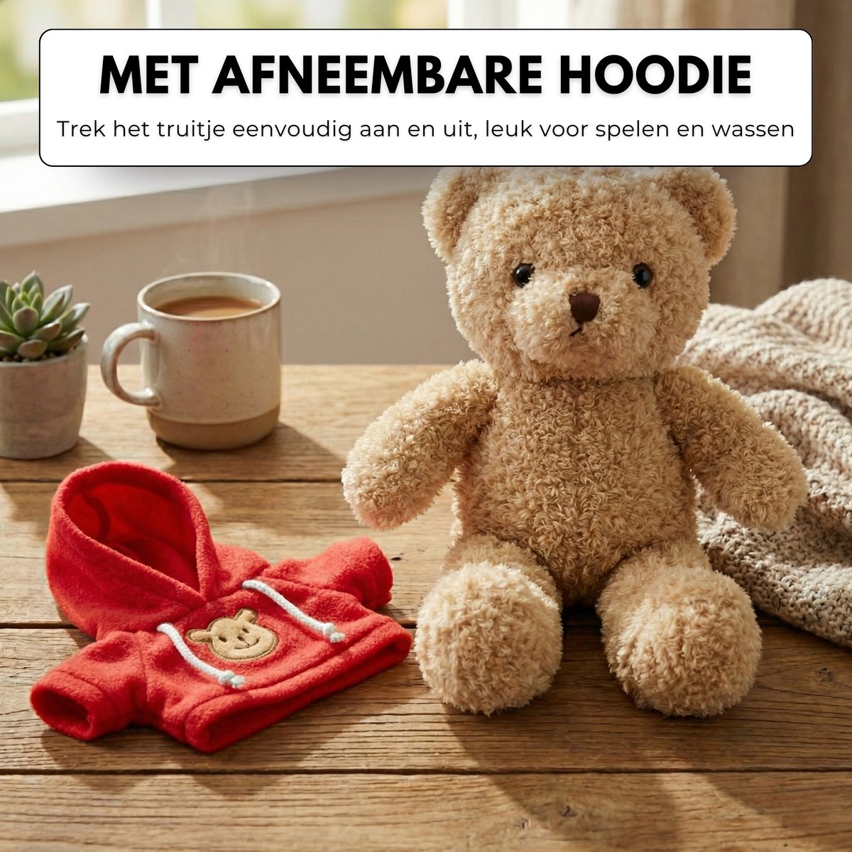 Boncy® Knuffelbeer - Teddybeer Knuffel met Rode Trui - Pluche Knuffels Bruin - Valentijn Cadeau of Baby Teddy Beer - 30cm Groot - Cadeautje Verjaardag — afbeelding 3
