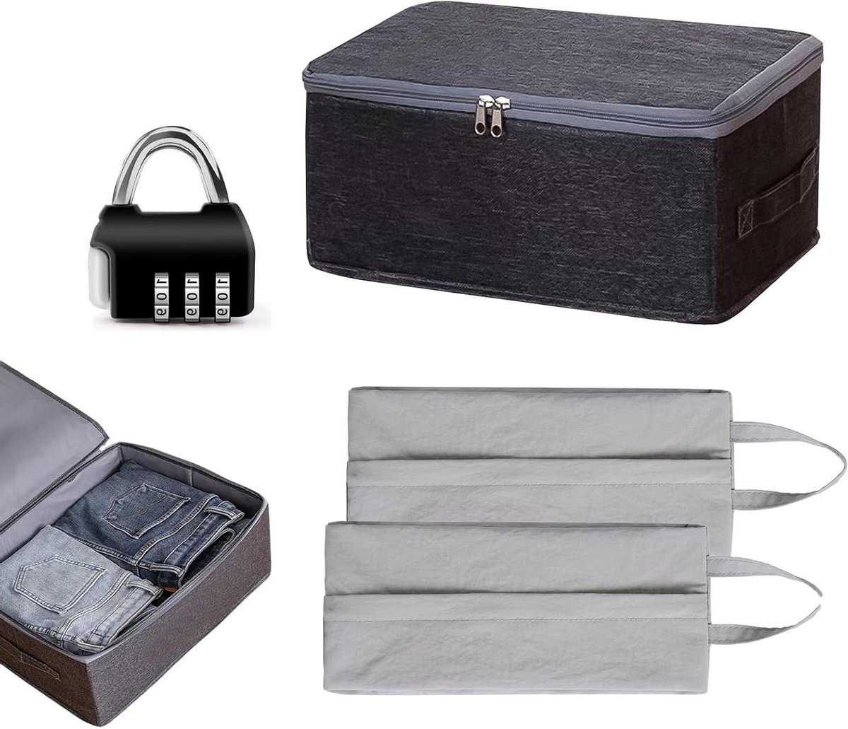 Opvouwbare box met deksel en cijferslot - Multifunctionele opbergdoos voor kleding, dekens en waardevolle spullen.