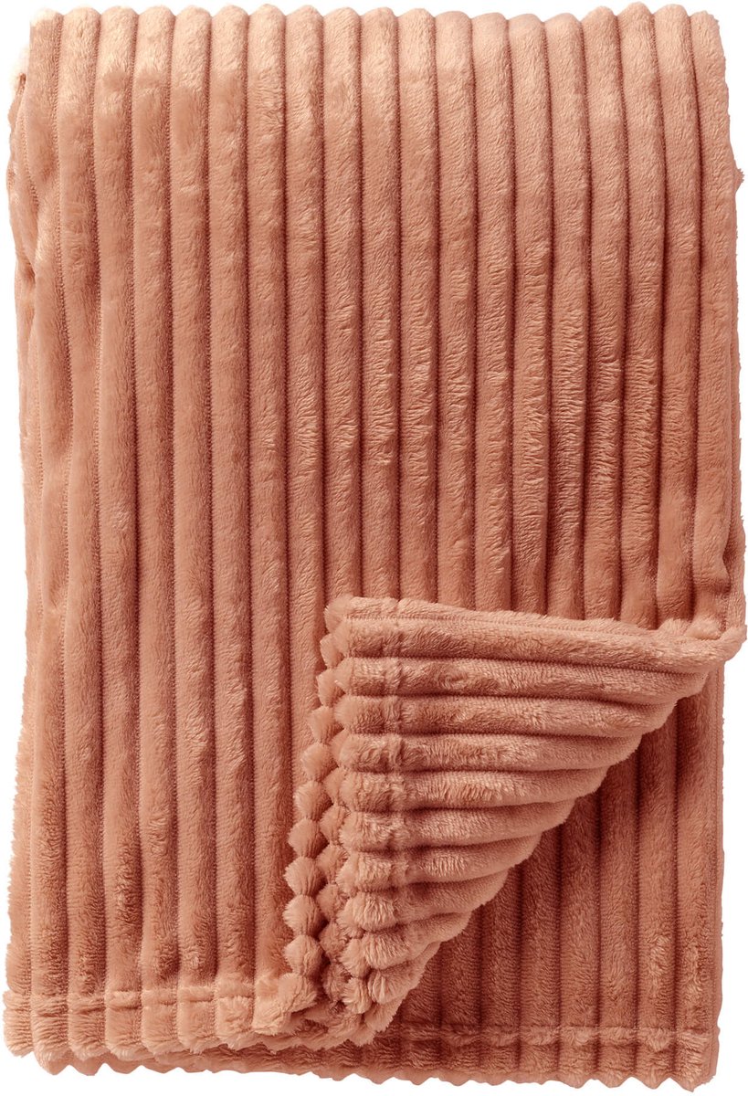 Dutch Decor MARTHY - plaid 140x180 cm - ribfluweel - gerecycled - Muted Clay - roze
