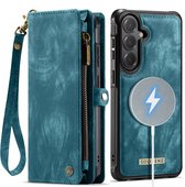 Solidenz Étui portefeuille - Geschikt voor Samsung Galaxy S26 Plus - 8 cartes poche zippée - Blauw