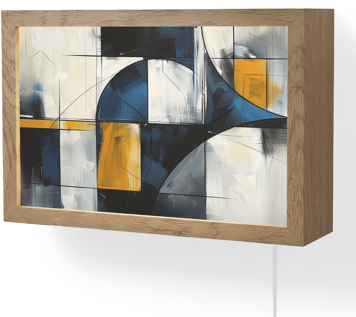 Wandlamp 30x20 cm - Oplaadbaar - Abstract - Vormen - Goud - Blauw - Geometrisch - Wandlamp