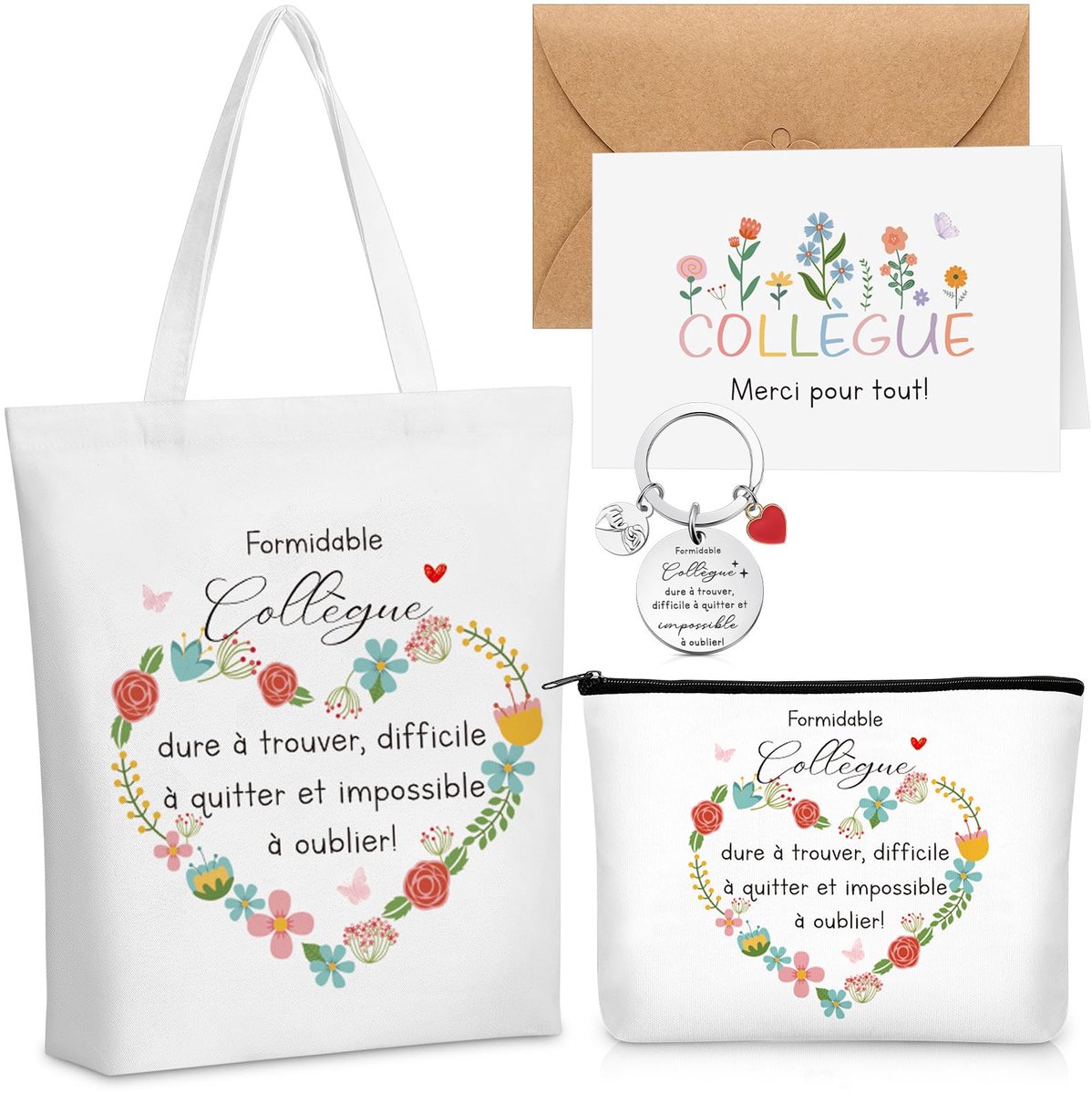 Cadeauset voor Collega's - Dames Make-uptas - Inclusief Sleutelhanger, Canvas Tas en Wenskaart