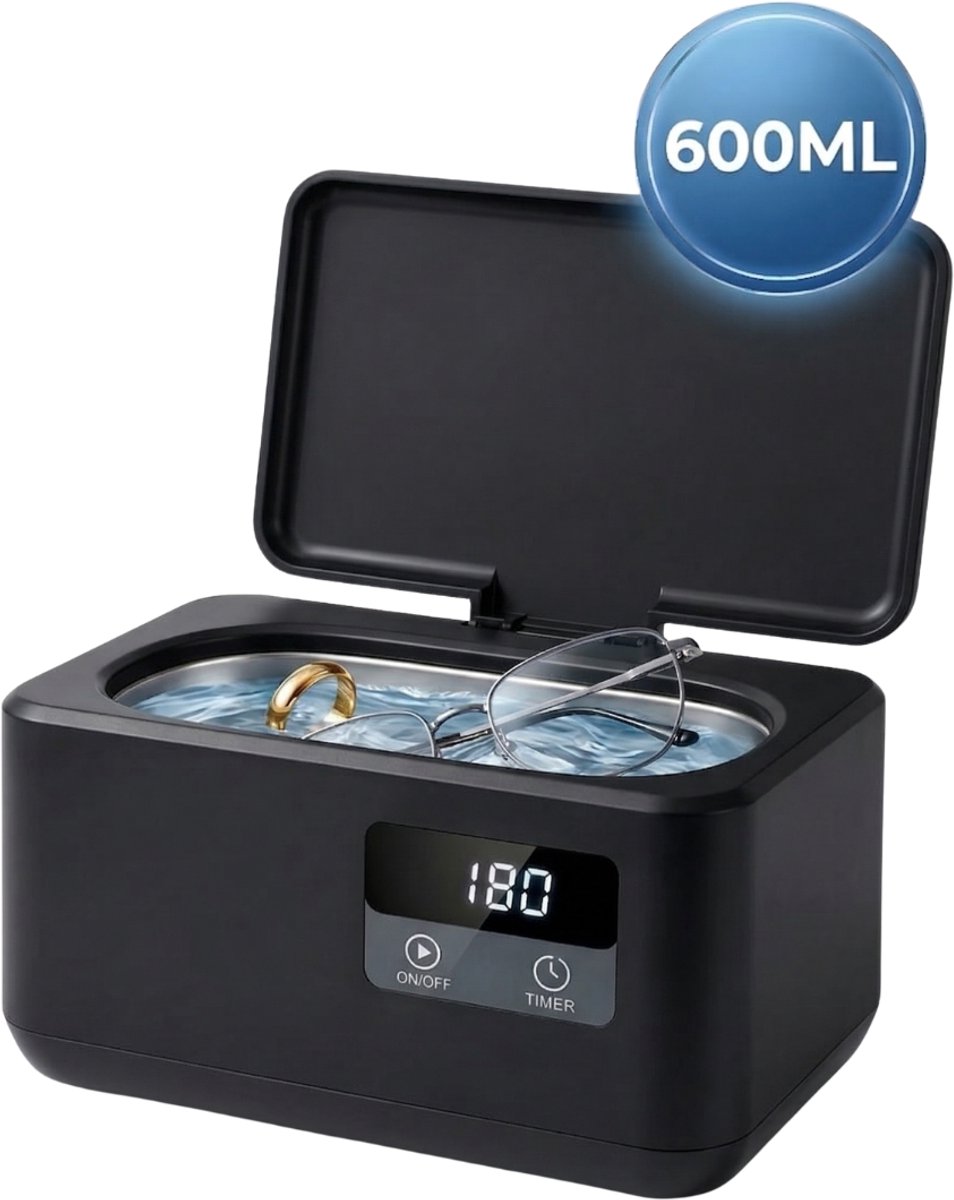 Livista Ultrasoon Reiniger - Ultrasonic Cleaner - 600 ML - Reinigingsapparaat voor Sieraden en Brillen - Zwart