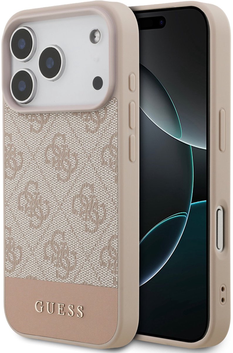 Guess Back Cover hoesje - Geschikt voor iPhone 17 Pro - Roze - TPU-randen - Valbescherming