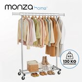 Monza Home® Kledingrek op Wieltjes - Metaal - Zwaar Belastbaar - Chroom